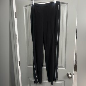 Anthropologie Black Track Pants with White Stripes